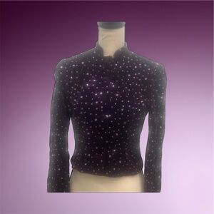 💜 Vintage Velvet Embellished Cropped Jacket – Size 6
